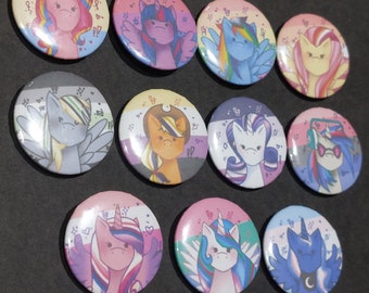 MLP / My Little Pony inspired Art Pride Button Badges - 32mm Pride Flag Pin Badges