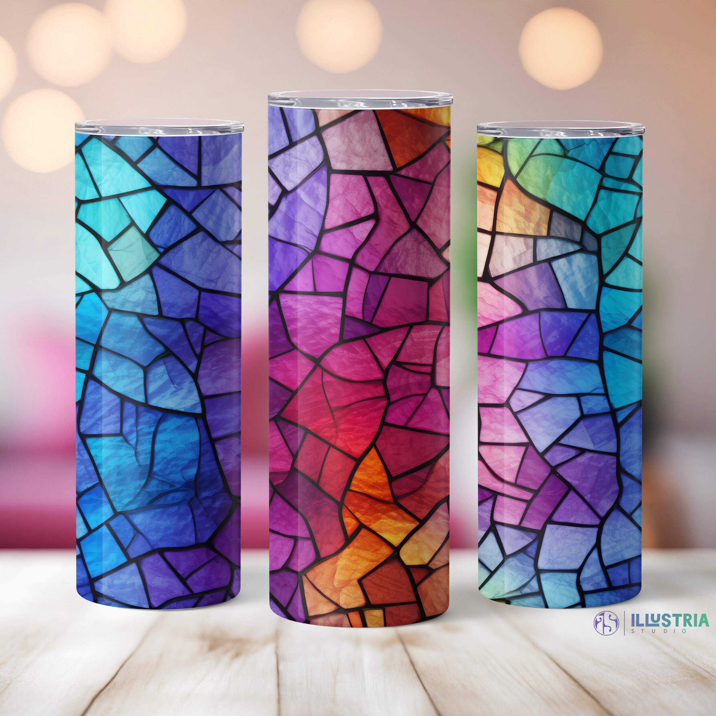 Stained Glass Tumbler Sublimation Design 20 Oz Skinny Seamless Straight ...