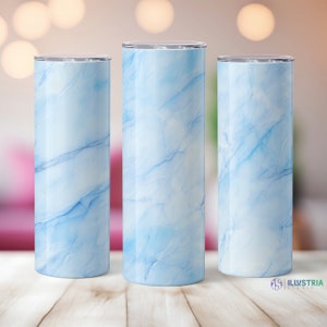 Sky Blue Marble Skinny Tumbler Wrap Sublimation Design / Download digitale PNG / 20 oz Seamless Straight & Tapered Files / Scaricabile