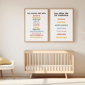 Spanish Days and Months Poster Bundle for Language Learning (Home or School)
