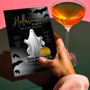Dont Ghost This Party Halloween Invitation Template, Canva editable Halloween party invite, Halloween Card and Smart phone invitation