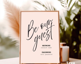 Minimal Guest WiFi Sign, Printable Wifi Password Code, Guest Room Printable, Wifi sign printable, Canva editable Wifi sign, Instant download