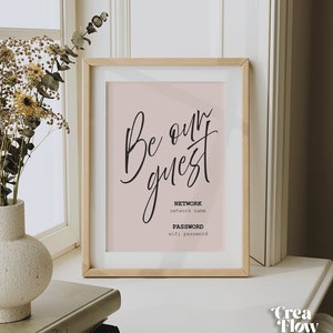 Minimal Guest Wifi Sign, Printable Wifi Password Code, Guest Room ...