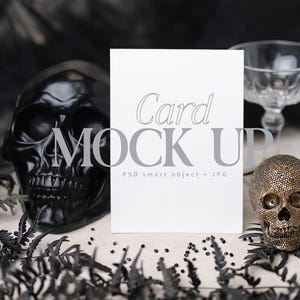 Maquette élégante de carte d'Halloween, élégante maquette de menu Halloween 5 x 7, Maquette d'invitation Halloween, Maquette d'objet intelligent PSD d'invitation d'Halloween