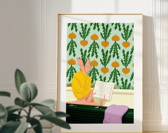Eclectische jaren 70 badkamer print, gastenbadkamer kunst aan de muur, badkamer muur decor, afdrukbare muur kunst, Instant download kunst