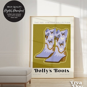 Purple Cowgirl Boots Print, Southern cowgirl boots wall art, Country home wall decor, Teen room decor, Printable Wall Art