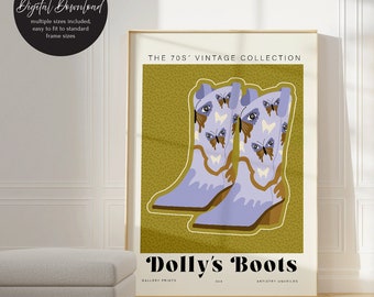 Purple Cowgirl Boots Print, Southern cowgirl boots wall art, Country home wall decor, Teen room decor, Printable Wall Art