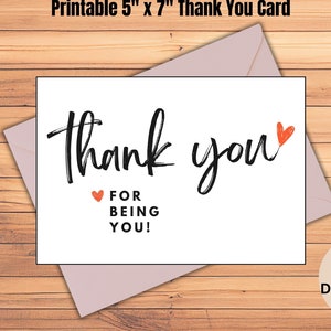 Thank You for Being You Card, Printable Modern Sleek Thank You Card, Minimalist Thank You, Wedding Thank You, Bachelorette Thank you
