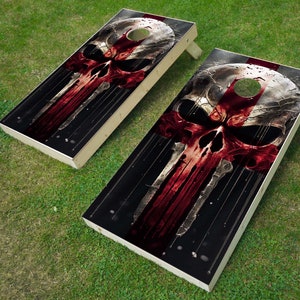Cornhole Wrap | Digital Download | Punisher Skull Cornhole Wrap | Decals | Cornhole Board Maker | English Flag Cornhole Design
