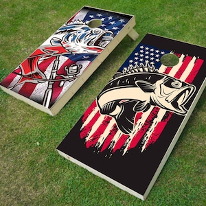 Cornhole Wrap | Digital Download | Largemouth Bass | Bass Cornhole Wrap | Black Bass | Decals | Stars And Stripes | Cornhole Board Maker |