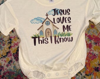 Jesus loves me baggy bubble romper