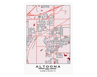 Altoona Map, Altoona Print, Altoona art, Altoona Iowa