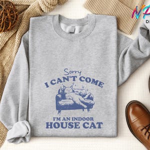 Sorry I Can't Come I'm An Indoor House Cat Vintage Shirt, Funny Cartoon Cat Tee, Weird Meme Shirt, Cozy Hoodie, Hilarious Cat Sweatshirt