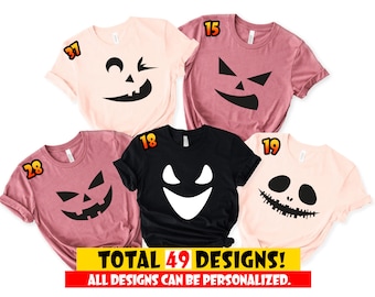 Custom Halloween Shirt, Custom Halloween Pumpkin Family Face Matching Shirt, Halloween Group Shirt, Personalized Halloween Party Group Shirt