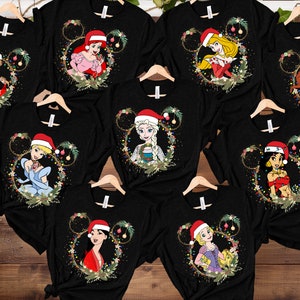 Disney Princess Christmas Shirt, Disneyland Xmas Girls Trip, Disney Princess Christmas Tee, Ariel Christmas Shirt, Belle, Aurora, Elsa, Show Bild 3