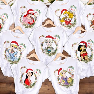 Disney Princess Christmas Shirt, Disneyland Xmas Girls Trip, Disney Princess Christmas Tee, Ariel Christmas Shirt, Belle, Aurora, Elsa, Show Bild 1