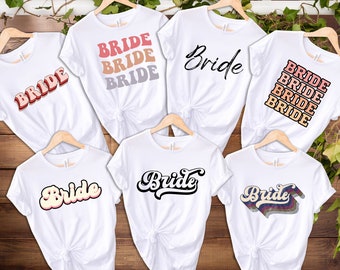 Bride Shirt for Women, Bride Shirt for Bachelorette Party, Gift for Bridal Shower, Shirt for Wedding, Boho Bride Tee, Retro Bridesmaid Shirt