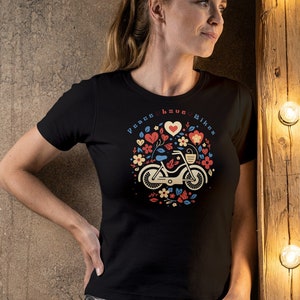 Peace Love Bikes, Bicycle, Cycling Shirt, Cyclist Shirt, Cycling Gift, Cyclist Gifts, Bicycle Rider, Cyclist, Gift for Her, Gift for Him