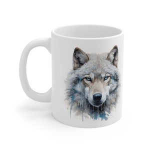 White Wolf Mug, Wolf Pack, Wild Animals, Ceramic Mug 11oz