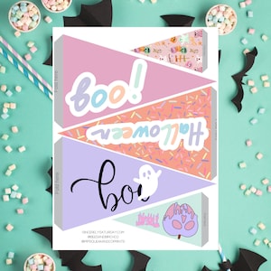 You&#39;ve been booed, Set of 30 pennant flag printables, booed, spooky, Halloween printable, Pennant flags, Halloween Pennant flag