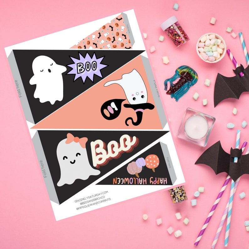18-Pack Halloween Ghost Boo Pennant Flags - 9 Designs, 5.5x11.8 Inch Cardstock Triangle Party Decor - View #9