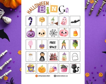 Halloween Bingo Game, Halloween Activity For Kids, 30 Halloween Bingo Cards, Printable Halloween Games, Fun Halloween Class Party