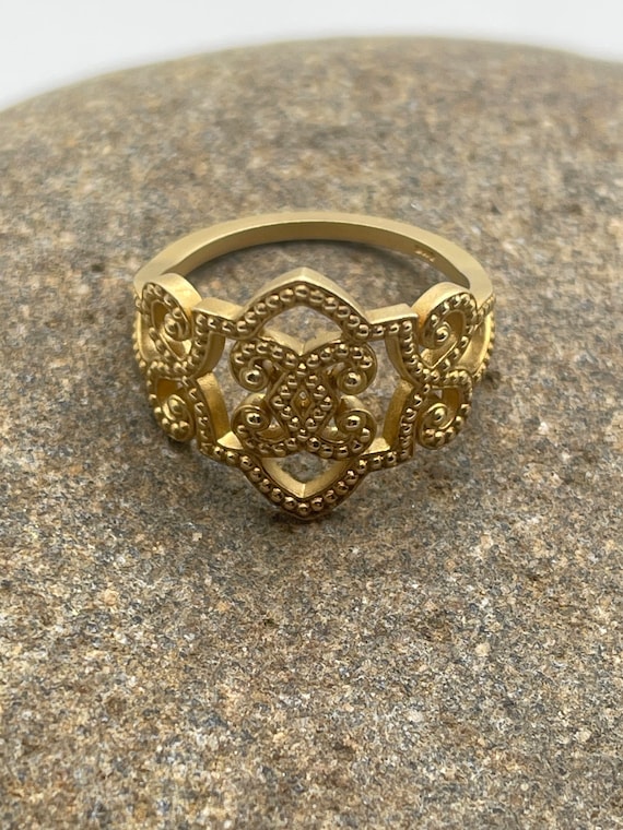 Vintage Inspired 14 kt. Yellow Gold Granulated Ri… - image 1