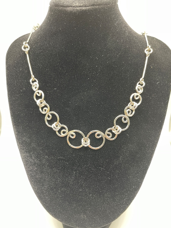 Vintage, Custom Sterling Swirl Necklace 18 inch