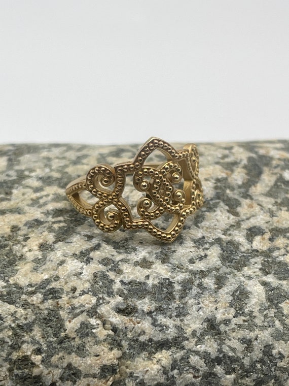 Vintage Inspired 14 kt. Yellow Gold Granulated Ri… - image 3