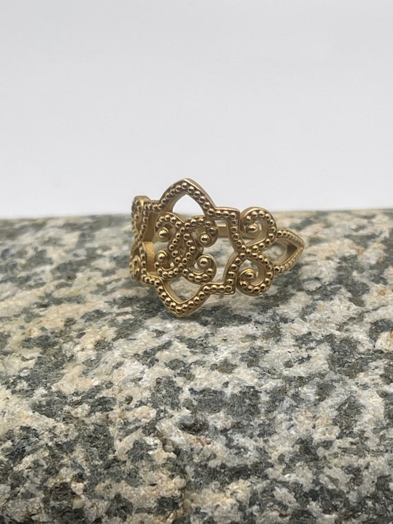 Vintage Inspired 14 kt. Yellow Gold Granulated Ri… - image 4