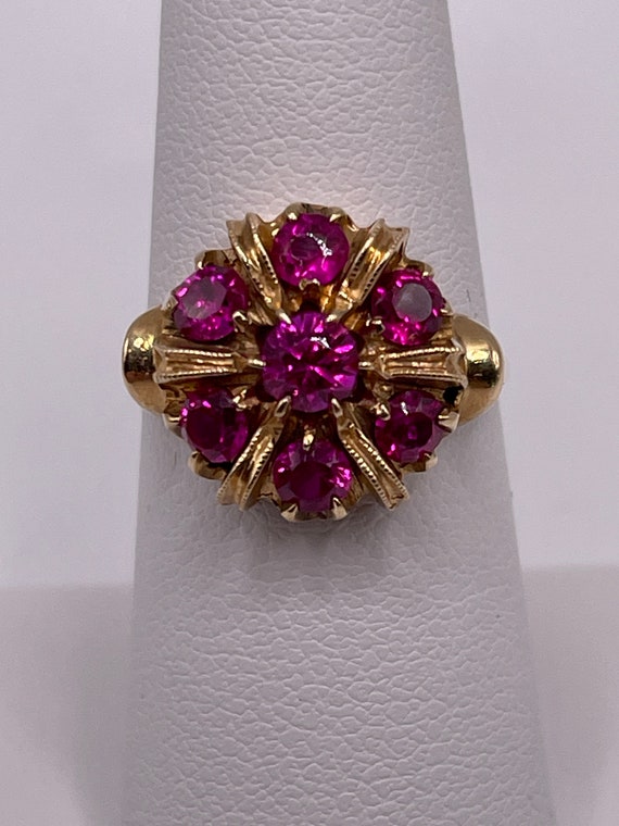 Antique, Synthetic Pink Sapphire Cocktail Ring 10 