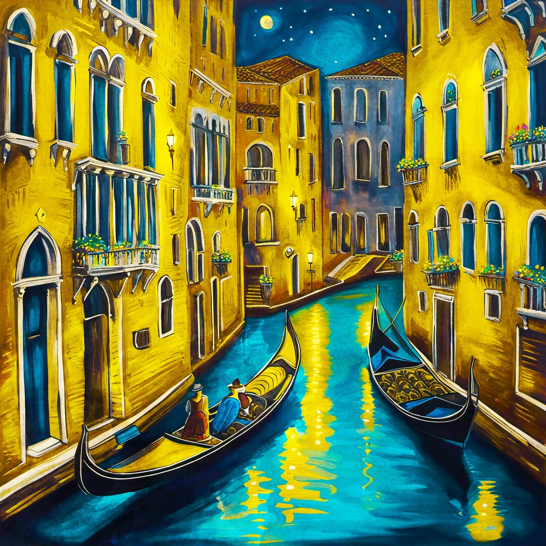 Gondola Painting Venice Portrait Italy Villa Art Etsy