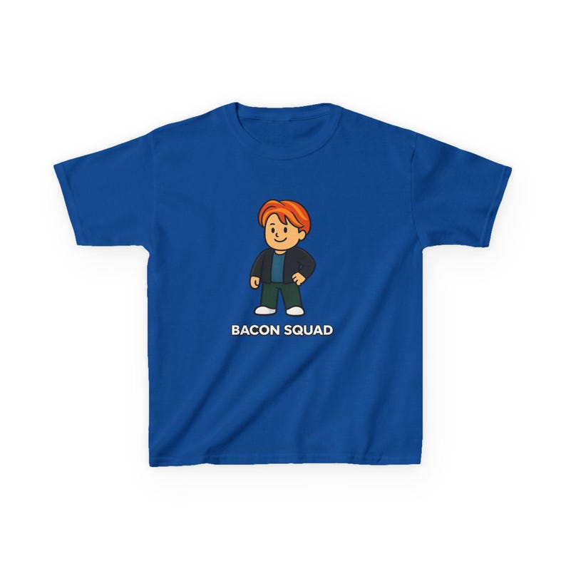 Roblox Bacon Hair Kids Heavy Cotton T-Shirt | Bacon Squad Gamer Shirt image 5