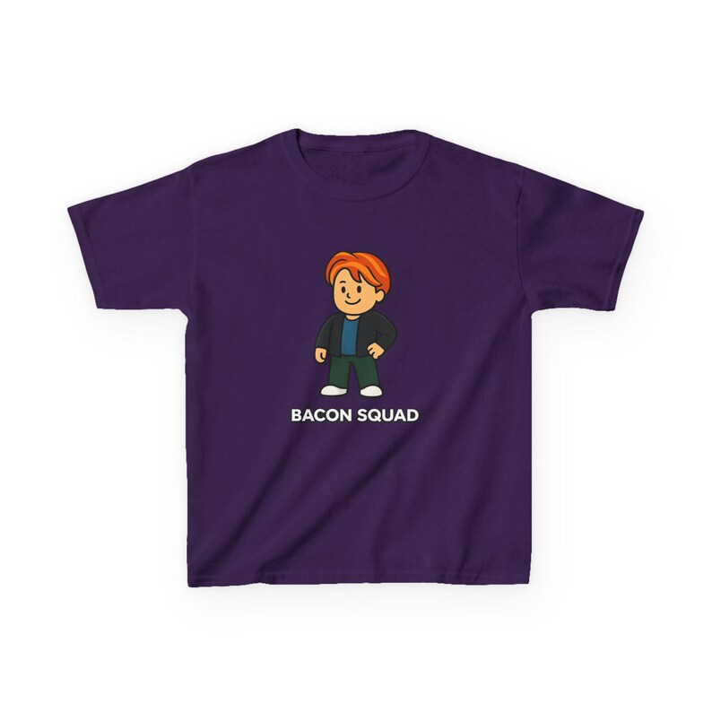 Roblox Bacon Hair Kids Heavy Cotton T-Shirt | Bacon Squad Gamer Shirt image 7