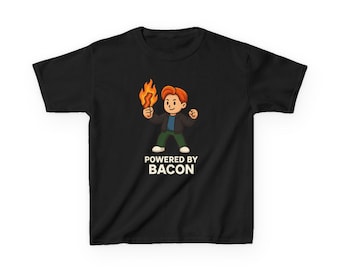 Roblox Bacon Hair Kids Heavy Cotton T-Shirt - Powered by Bacon Gaming Shirt
