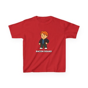 Roblox Bacon Hair Kids Heavy Cotton T-Shirt | Bacon Squad Gamer Shirt image 1