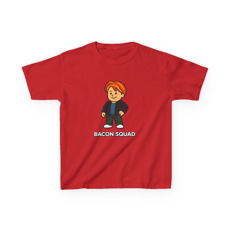 Roblox Bacon Hair Kids Heavy Cotton T-Shirt | Bacon Squad Gamer Shirt image 1
