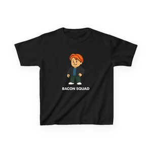 Roblox Bacon Hair Kids Heavy Cotton T-Shirt | Bacon Squad Gamer Shirt image 3