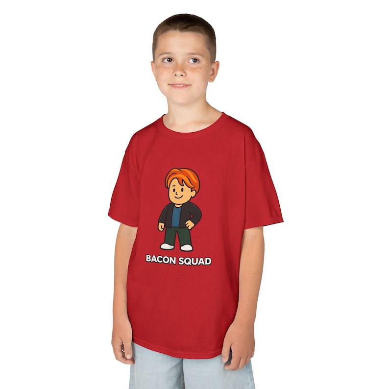 Roblox Bacon Hair Kids Heavy Cotton T-Shirt | Bacon Squad Gamer Shirt image 2