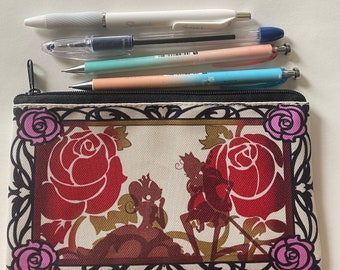 Fairytale pencil pouch / Back to school pencil pouch / School supplies / Fantasy pencil bag / Revolutionary Girl Utena / Rose design