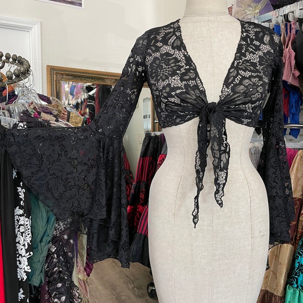 Bell Sleeve Lace Detail Top