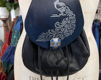 Handmade Leather Peacock Belt Pouch