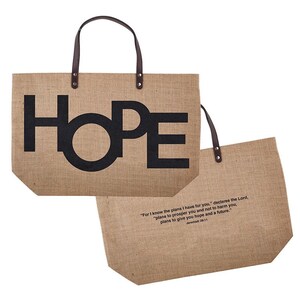Hope - Jeremiah 29:11 - Large Jute Tote Bag – Inspirational Scripture Bag | Faith-Based Gift for Women | Free Shipping