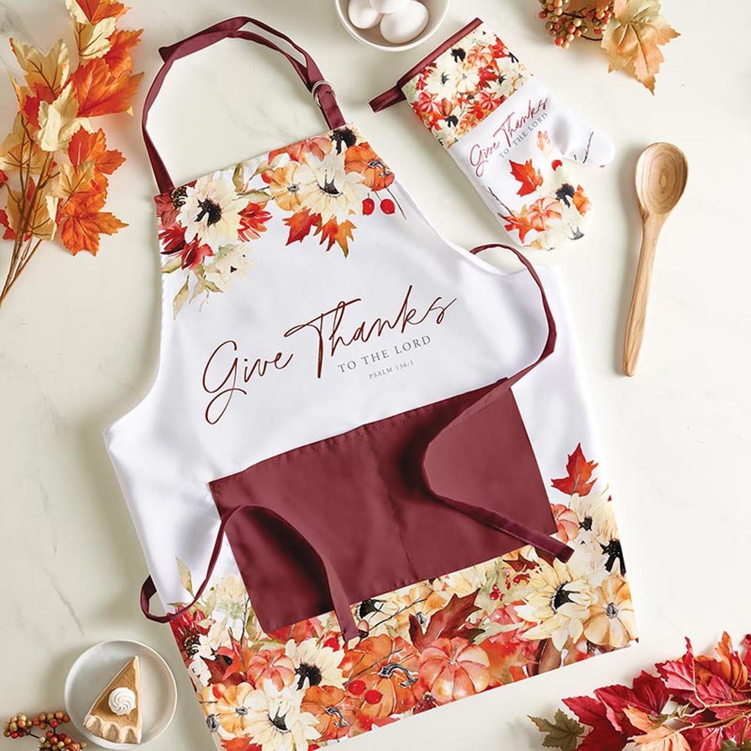 Give Thanks - Cotton Canvas Apron – Faith-based Kitchen Gift ...