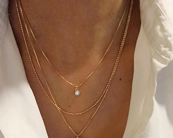 Gold and Silver Stainless Steel Necklace, 3-Layer • Minimalist Layered Necklace • Waterproof & Hypoallergenic • Gift for Women