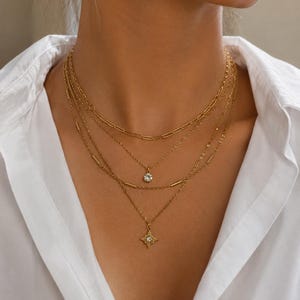 Halsband i rostfritt stål med flera remmar – Halsband med kubisk zirkonia – Halsband för kvinnor – Statement-smycken – Present till henne