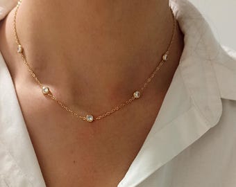 Minimalist Zirconia Necklace Gold/Silver – Dainty Necklace for Women – Stainless Steel Jewelry – Elegant Layered Necklace – Gift for Her