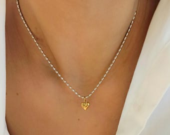 Pendentif Ancien En Plaqué Or Bicolore Avec Chaîne - Occasion - Bon état