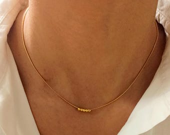 Minimalist Pearl Necklace Gold/Silver – Dainty Bead Necklace – Delicate Everyday Necklace for Women