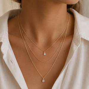 Goldene und Silberne Edelstahl Halskette 3-lagig • Minimalistische Layered Necklace • Wasserfest & Allergiefrei • Geschenk für Frauen